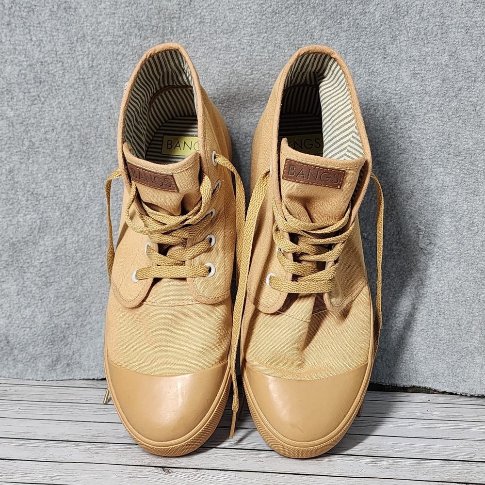 BANGS Shoes Mens Size 8 Womens 10 Tan Canvas High‎ Top Patch Wildflowers Hiking - Picture 7 of 9